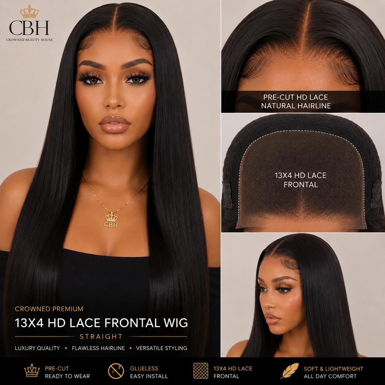 Crowned Premium 13x4 HD Lace Wig Frontal Straight